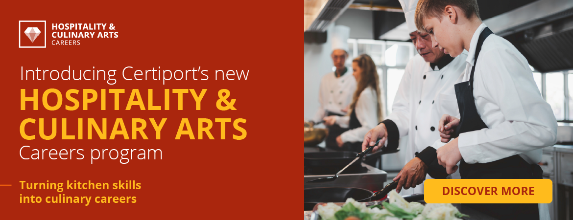 Hospitality & Culinary Arts: Introducing Certiport's new&nbsp;Hospitality & Culinary Arts Careers program. Turning kitchen skills into culinary careers.&nbsp;